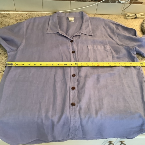 Kiko Linen Purple Button-Up Shirt Size Large Tunic Button Up - Picture 6 of 9